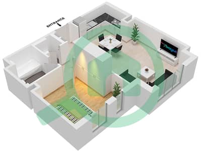 المخططات الطابقية لتصميم النموذج / الوحدة 1H -2 شقة 1 غرفة نوم - حياة بوليفارد