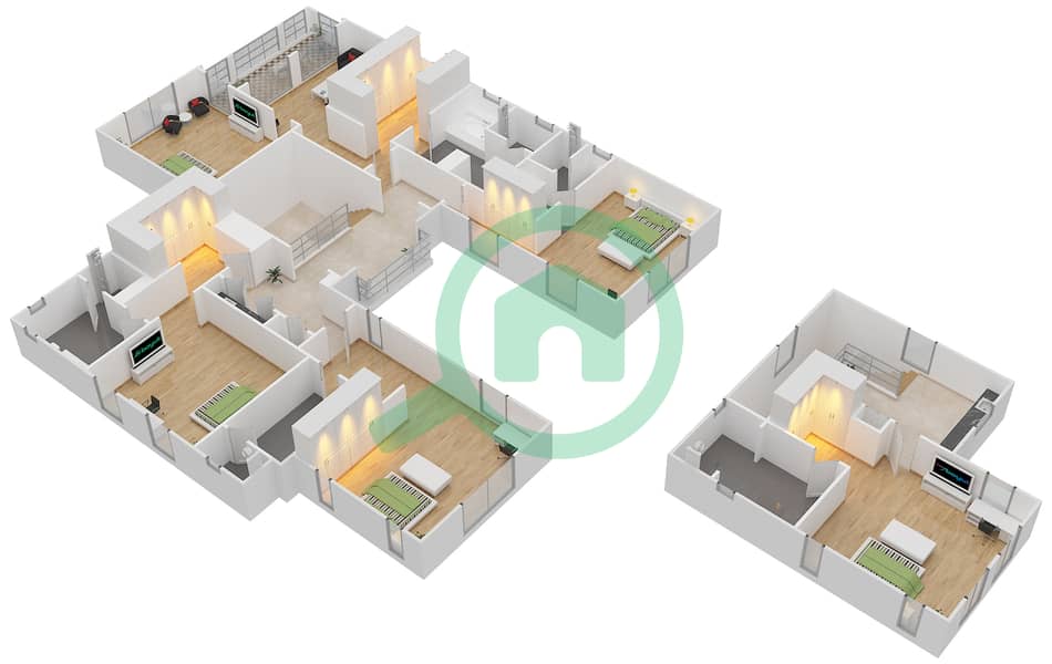 Redwood Avenue - 6 Bedroom Villa Type MOUGINS-E2 Floor plan First Floor interactive3D
