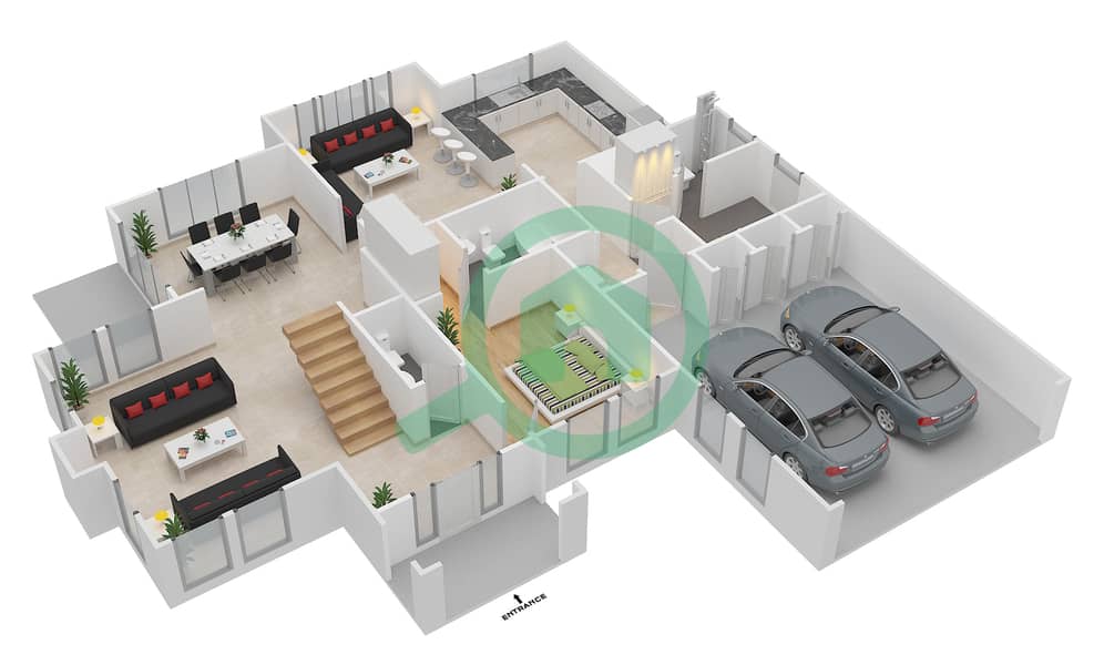 Mirador La Colleccion 1 - 4 Bedroom Villa Type 16 Floor plan Ground Floor interactive3D