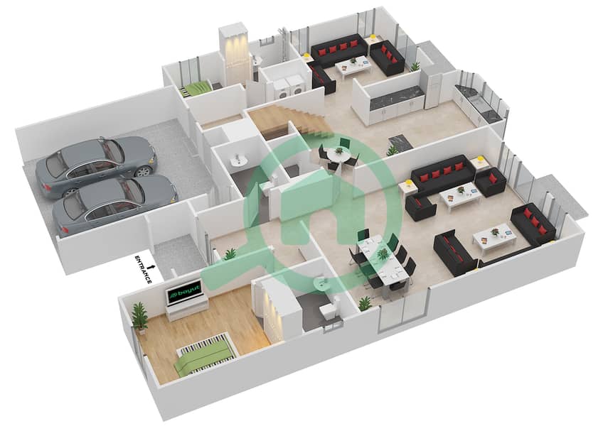 Mirador La Colleccion 1 - 5 Bedroom Villa Type 15 Floor plan Ground Floor interactive3D