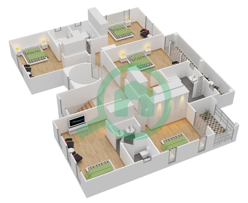 Мирадор Ла Коллексьон 1 - Вилла 6 Cпальни планировка Тип 13 First Floor interactive3D