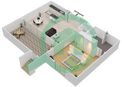 المخططات الطابقية لتصميم النموذج / الوحدة A/G02 شقة 1 غرفة نوم - نيكي بيتش ريزيدنس