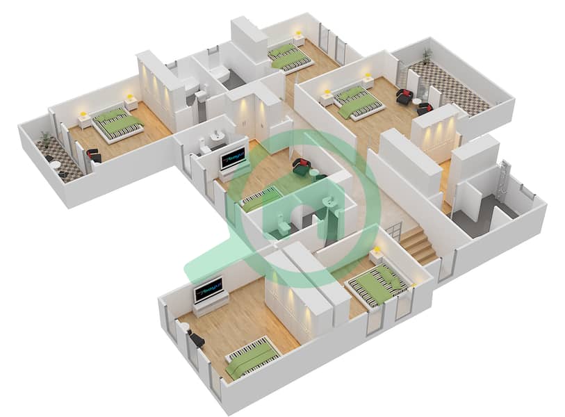 Mirador La Colleccion 1 - 7 Bedroom Villa Type 19 Floor plan First Floor interactive3D