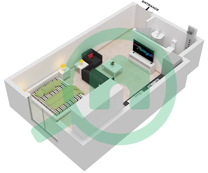 المخططات الطابقية لتصميم النموذج A شقة استوديو - ذا نوك interactive3D
