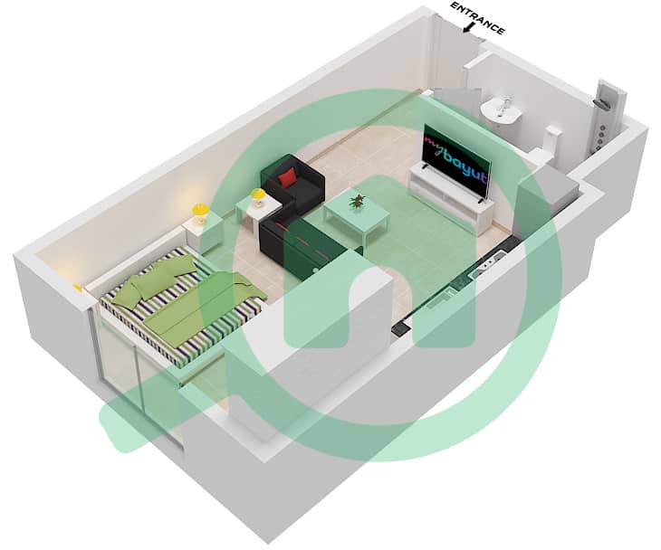 诺克公寓 - 单身公寓类型A戶型图 interactive3D