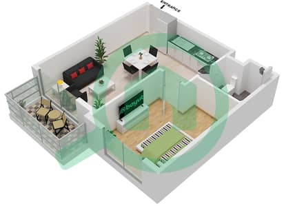 奥利夫兹公寓 - 1 卧室公寓类型3戶型图