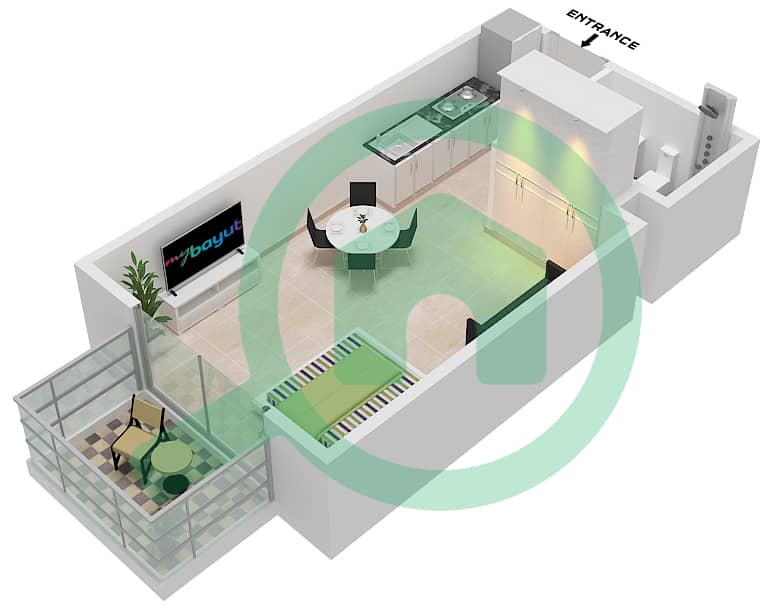 المخططات الطابقية لتصميم النموذج 03 شقة استوديو - أوليفز من الدانوب interactive3D