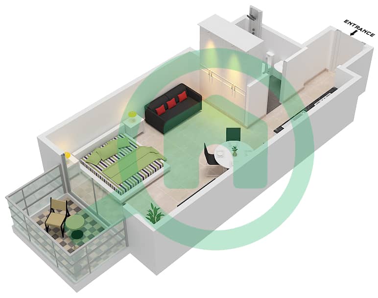 Olivz by Danube - Studio Apartment Type 04 Floor plan interactive3D