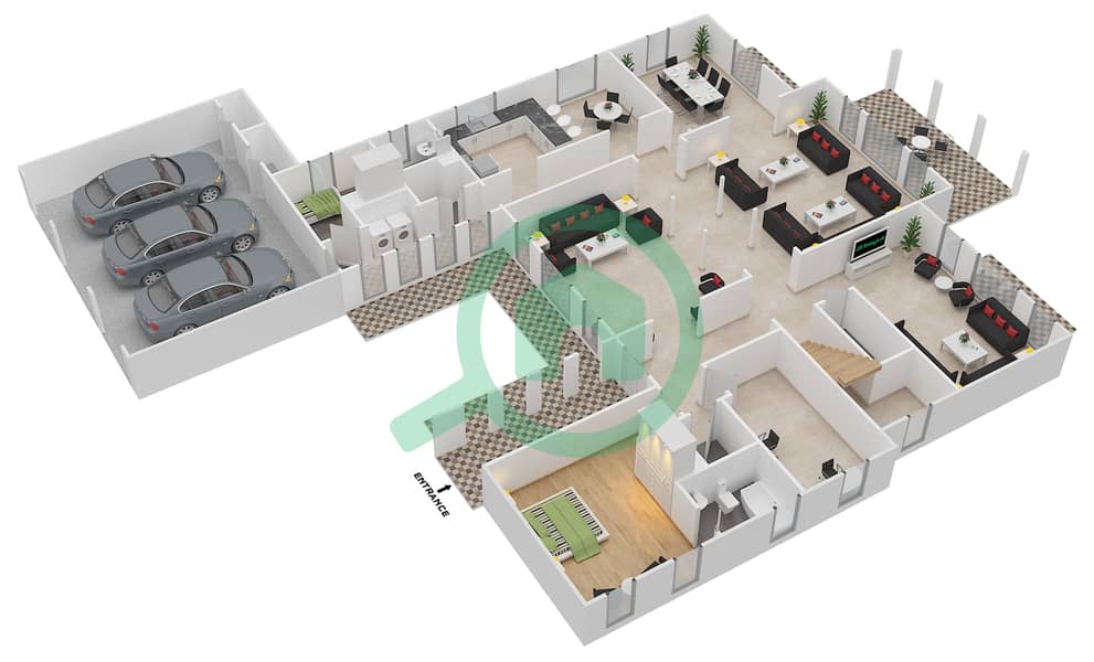 المخططات الطابقية لتصميم النموذج 19 فیلا 7 غرف نوم - ميرادور لا كوليكسيون 2 Ground Floor interactive3D