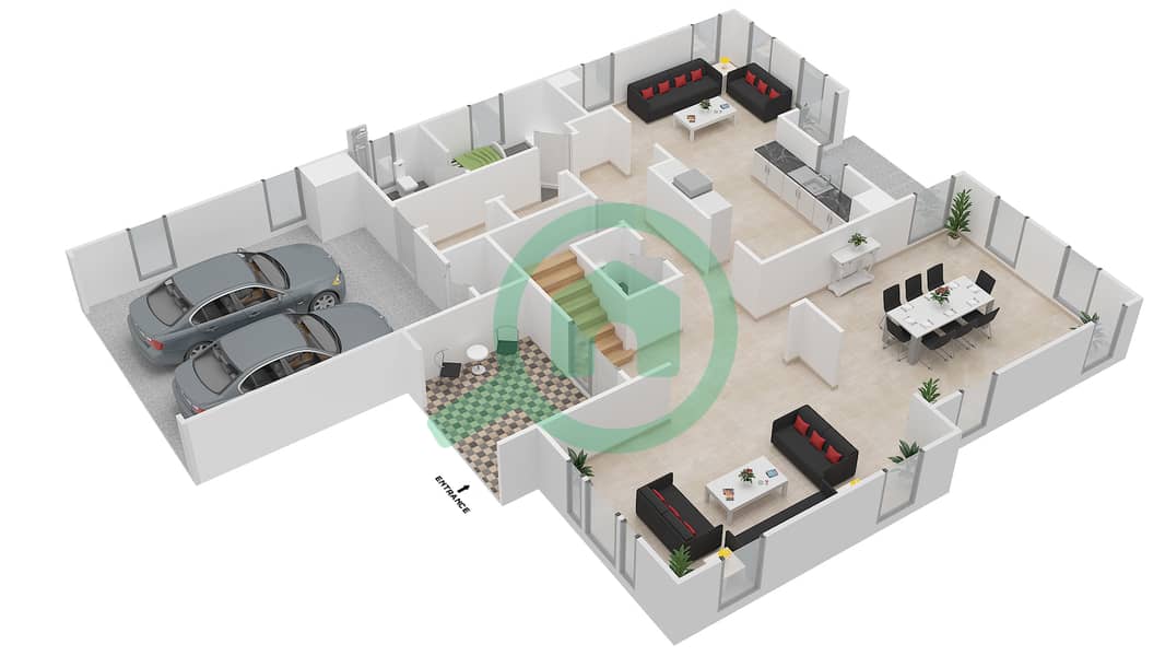 米拉多-拉-科勒西恩2号 - 4 卧室别墅类型14戶型图 Ground Floor interactive3D