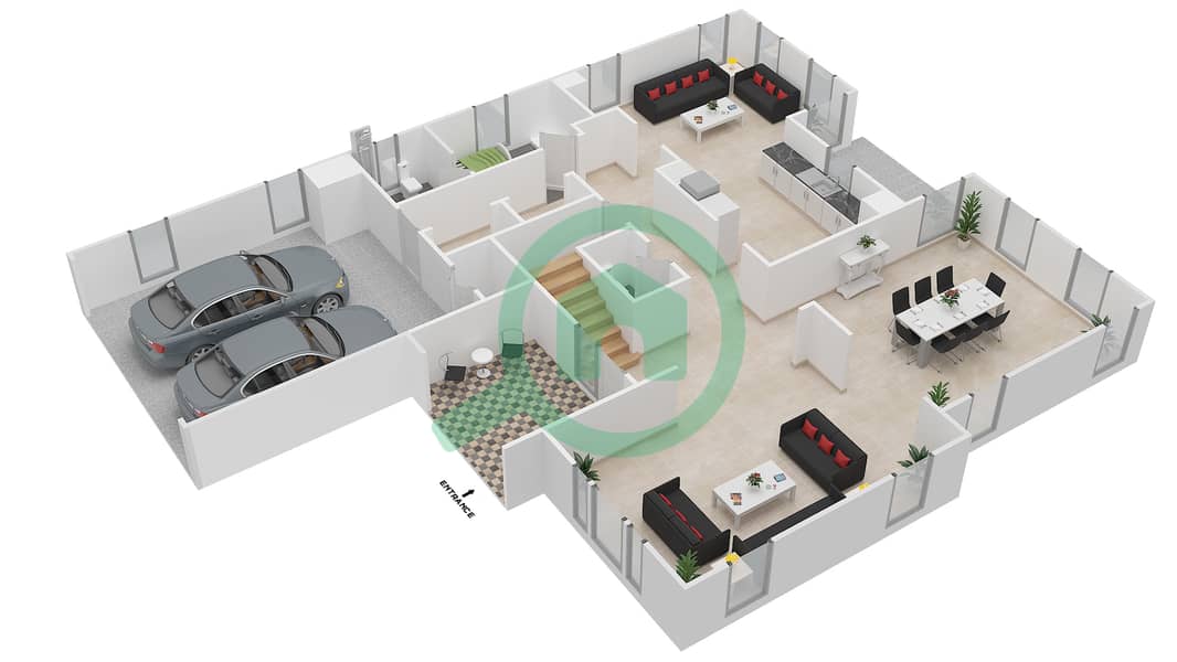 Mirador La Colleccion 2 - 4 Bedroom Villa Type 14 Floor plan Ground Floor interactive3D