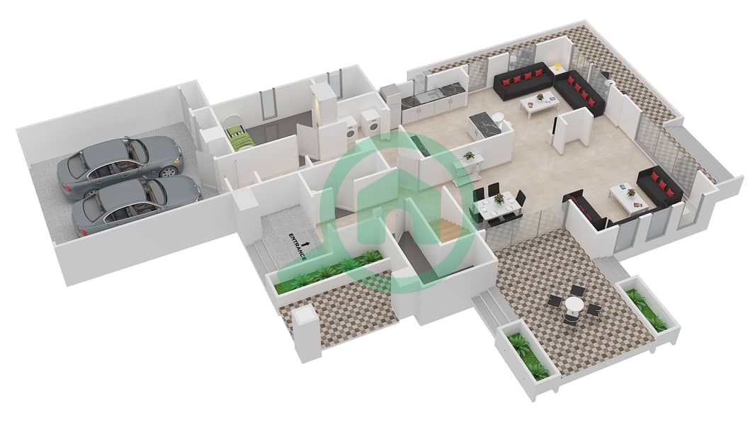 المخططات الطابقية لتصميم النموذج 10 فیلا 4 غرف نوم - ميرادور لا كوليكسيون 2 Ground Floor interactive3D