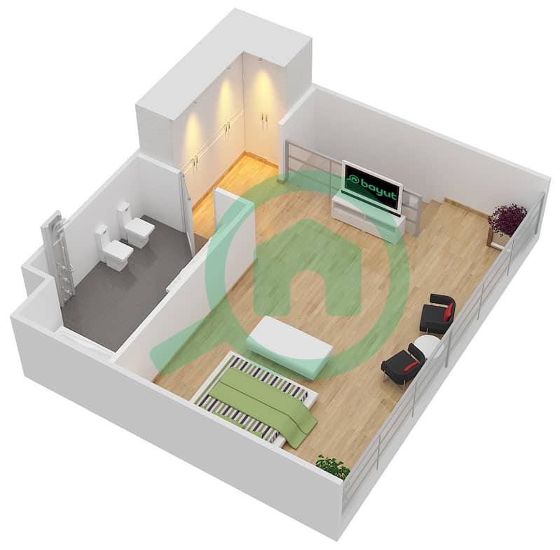 Azure - 1 Bedroom Apartment Type LB Floor plan Upper Floor interactive3D