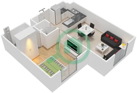 المخططات الطابقية لتصميم النموذج 5 شقة 1 غرفة نوم - الرمث 26