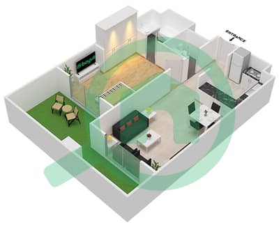 المخططات الطابقية لتصميم النموذج 1A شقة 1 غرفة نوم - روكسانا ريزيدنس