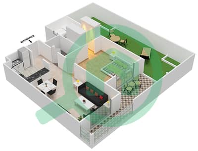 المخططات الطابقية لتصميم النموذج 4A شقة 1 غرفة نوم - روكسانا ريزيدنس