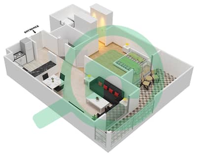 المخططات الطابقية لتصميم النموذج 4B شقة 1 غرفة نوم - روكسانا ريزيدنس