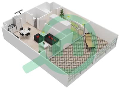 المخططات الطابقية لتصميم النموذج 7 شقة 1 غرفة نوم - روكسانا ريزيدنس