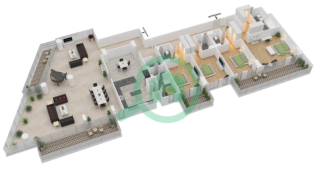 Azure - 4 Bedroom Apartment Type 4C Floor plan interactive3D