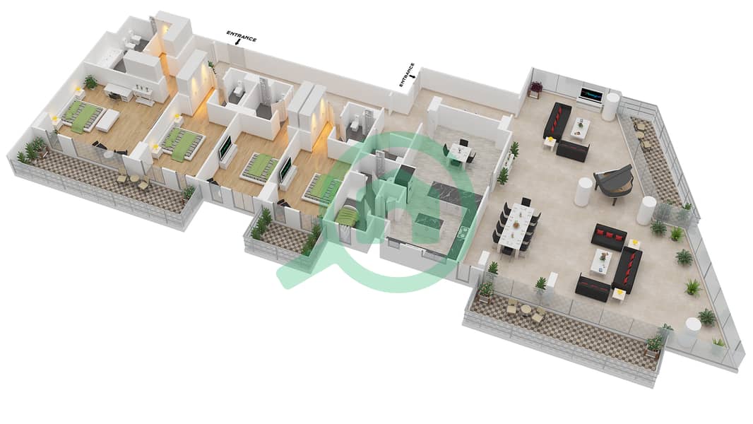 Azure - 4 Bedroom Apartment Type 04C Floor plan interactive3D
