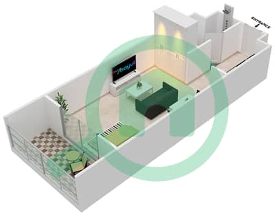 المخططات الطابقية لتصميم النموذج 1C شقة استوديو - روكسانا ريزيدنس