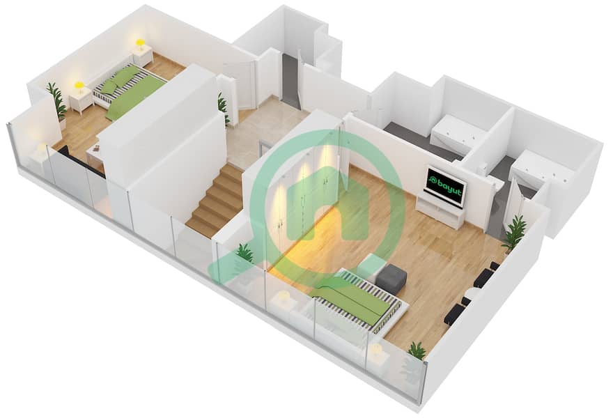 Al Naseem Residence B - 2 Bedroom Apartment Unit 8 Floor plan Ground Floor interactive3D