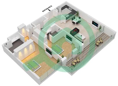 蔚蓝海岸公寓 - 2 卧室公寓类型A戶型图