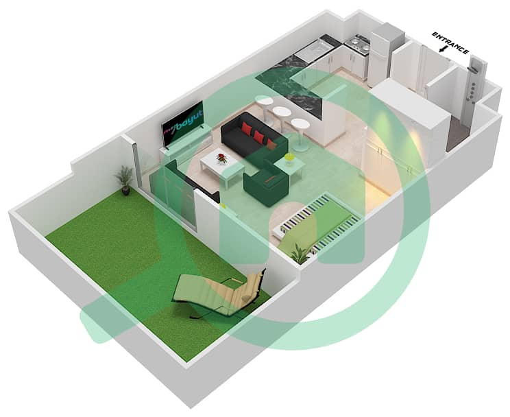 罗克萨纳公寓 - 单身公寓类型3戶型图 interactive3D