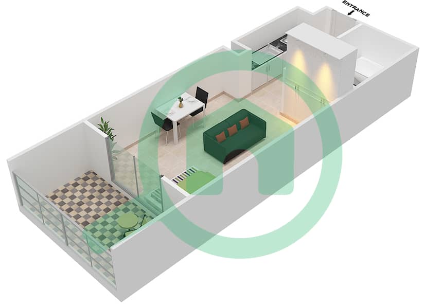 Роксана Резиденсес - Апартамент Студия планировка Тип 4A interactive3D