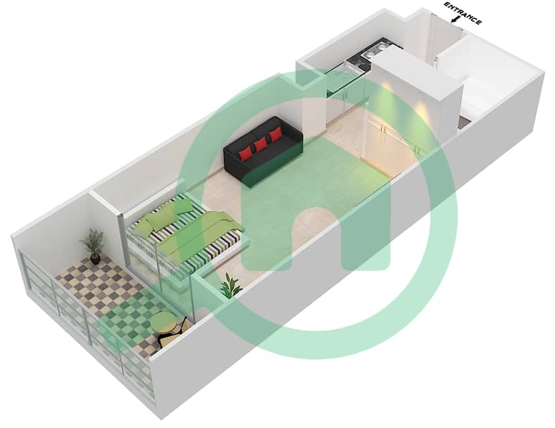 罗克萨纳公寓 - 单身公寓类型4B戶型图 interactive3D
