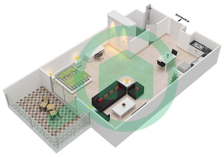 罗克萨纳公寓 - 单身公寓类型5戶型图 interactive3D