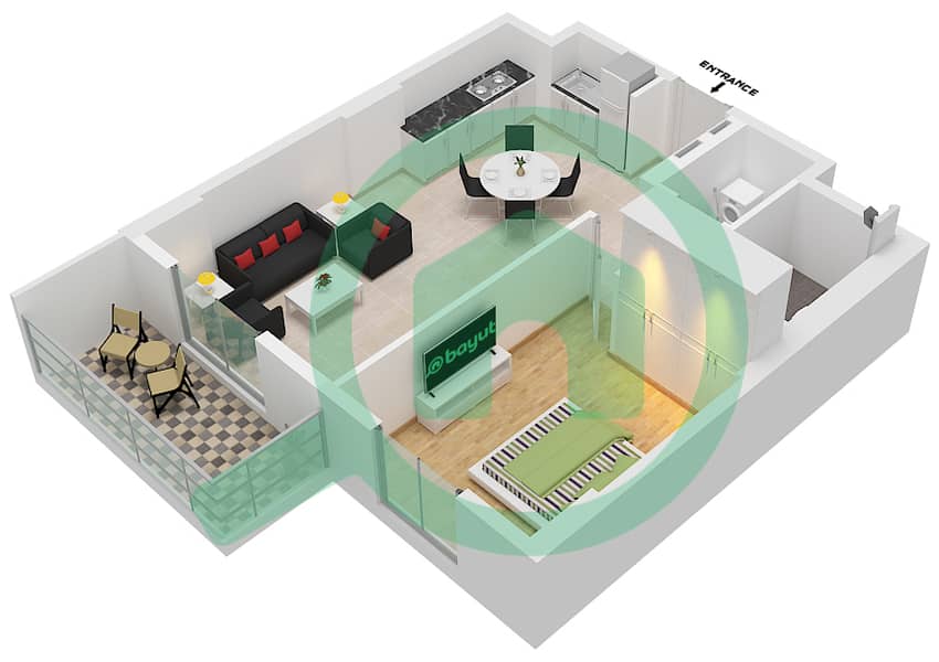 La Cote Tower 1 - 1 Bedroom Apartment Type 5 Floor plan Floor 2-6 interactive3D