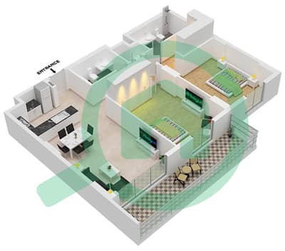 La Cote Tower 1 - 2 Bedroom Apartment Type 2A Floor plan