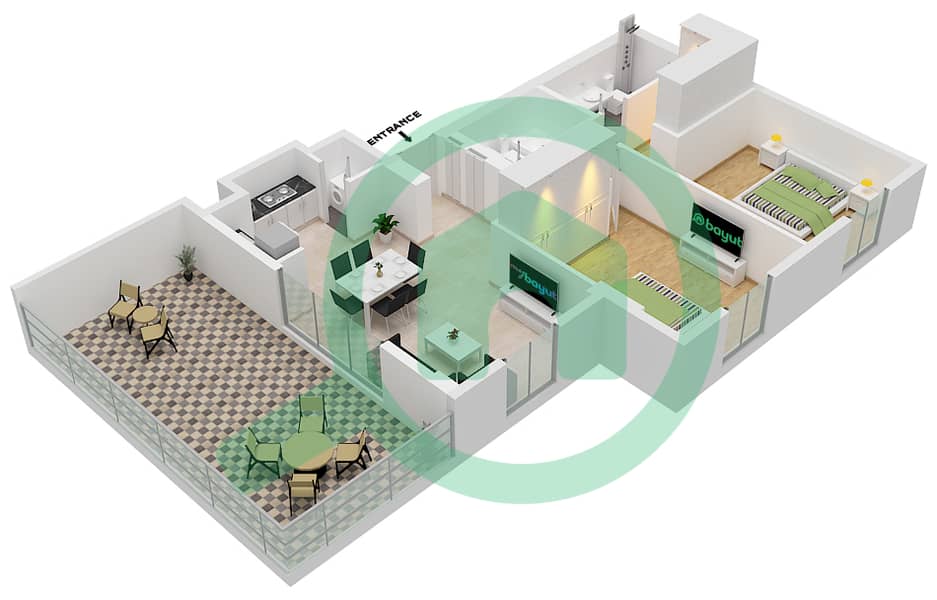 La Cote Tower 1 - 2 Bedroom Apartment Type 7 Floor plan Floor 6 interactive3D