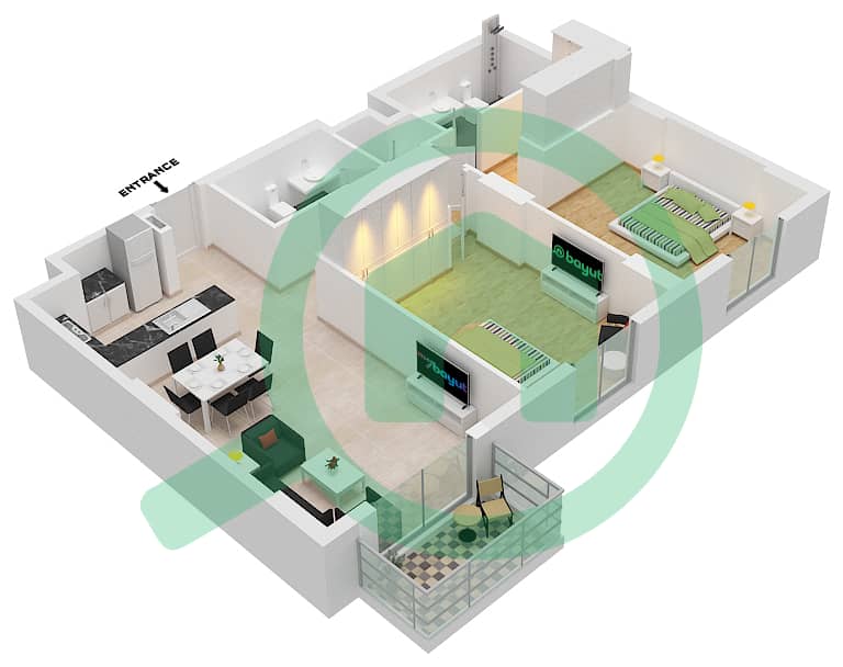 La Cote Tower 1 - 2 Bedroom Apartment Type 9 Floor plan Floor 6 interactive3D
