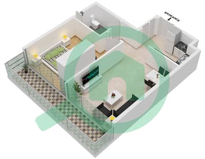 المخططات الطابقية لتصميم النموذج A شقة 1 غرفة نوم - ذا جيت