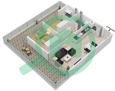 المخططات الطابقية لتصميم النموذج B شقة 2 غرفة نوم - ذا جيت