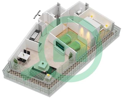 المخططات الطابقية لتصميم النموذج D شقة 2 غرفة نوم - ذا جيت