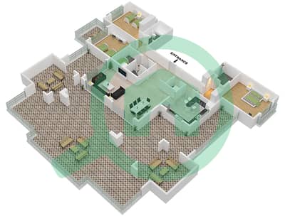 المخططات الطابقية لتصميم النموذج B شقة 3 غرف نوم - أنسام 1