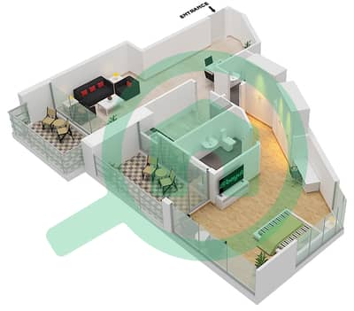 المخططات الطابقية لتصميم الوحدة 9 شقة 1 غرفة نوم - داماك ميزون بريفيه