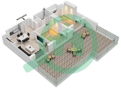 المخططات الطابقية لتصميم النموذج / الوحدة 2B-17 شقة 2 غرفة نوم - حياة بوليفارد