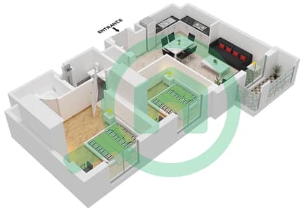 المخططات الطابقية لتصميم النموذج / الوحدة 2D-2 شقة 2 غرفة نوم - حياة بوليفارد