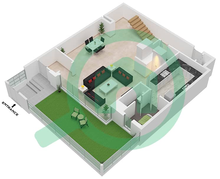 Azure - 2 Bedroom Townhouse Type U7 Floor plan Lower Floor interactive3D