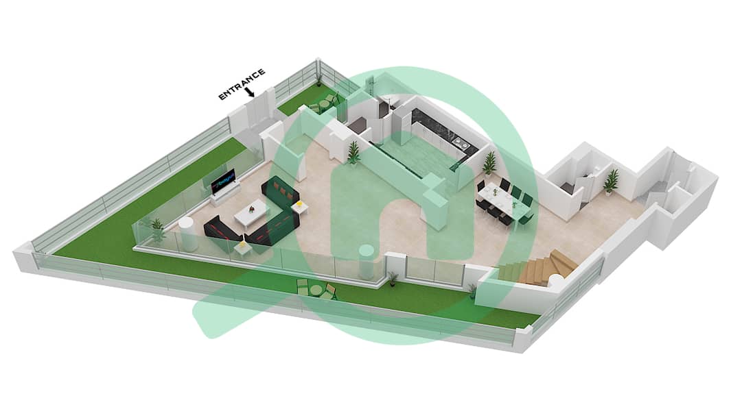 Azure - 2 Bedroom Townhouse Type U12 Floor plan Lower Floor interactive3D