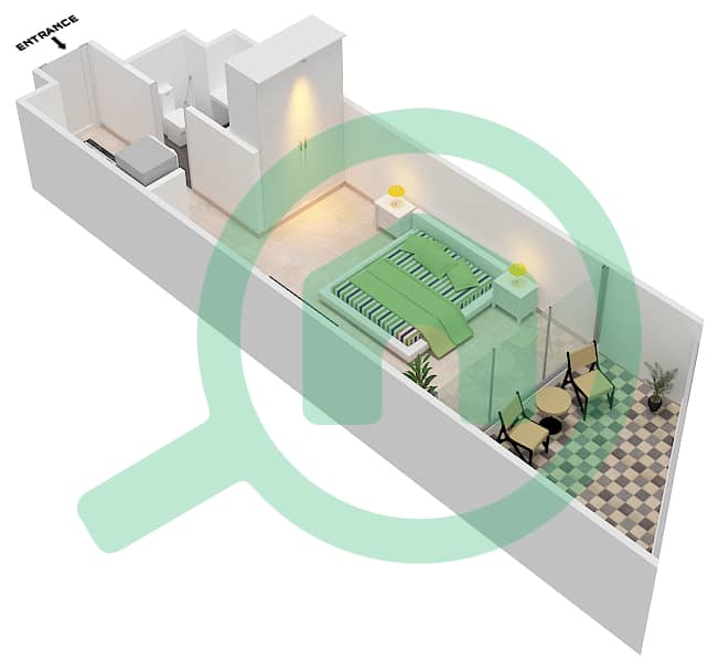 المخططات الطابقية لتصميم الوحدة 78 شقة استوديو - داماك ميزون بريفيه Floor 2-4,9-27 interactive3D