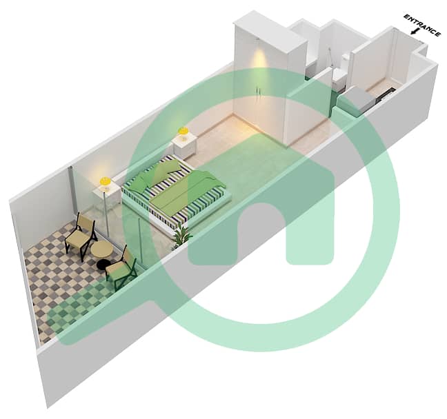 达马克奢华之家 - 单身公寓单位82戶型图 Floor 2-4,9-20,25-27 interactive3D