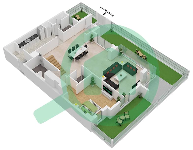 Azure - 3 Bedroom Townhouse Type G Floor plan Lower Floor interactive3D