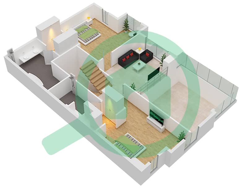 Azure - 3 Bedroom Townhouse Type G Floor plan Upper Floor interactive3D