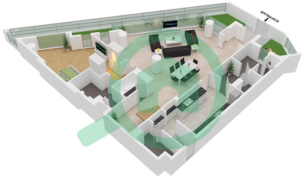 Azure - 3 Bedroom Townhouse Type U5 Floor plan Lower Floor interactive3D