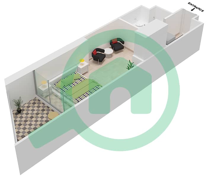 المخططات الطابقية لتصميم الوحدة 90 شقة استوديو - داماك ميزون بريفيه Floor 3,4,9-20,27 interactive3D